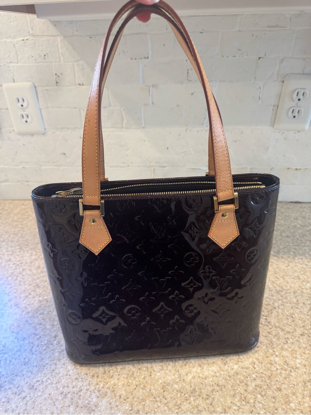 Amarante Houston Louis Vuitton Tote Bag With Tan Handles
